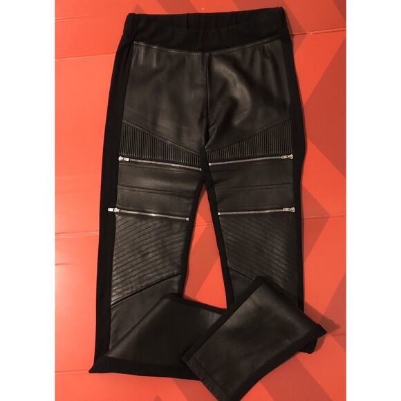 NWT SANDRO Black LEATHER MOTO LEGGINGS Sz 3 - Picture 1 of 6
